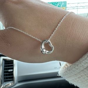 Tiffany & Co, Elsa Peretti Open Heart Pendant in Silver (NEW CHAIN)